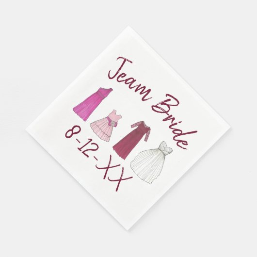 TEAM BRIDE Brautparty Bridesmaid Blumenmädchen Gow Serviette (Ecke)