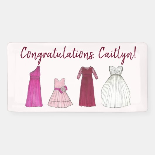 Team Bride Brautparty Junggeselinnen-Abschied Gown Banner (Horizontal)