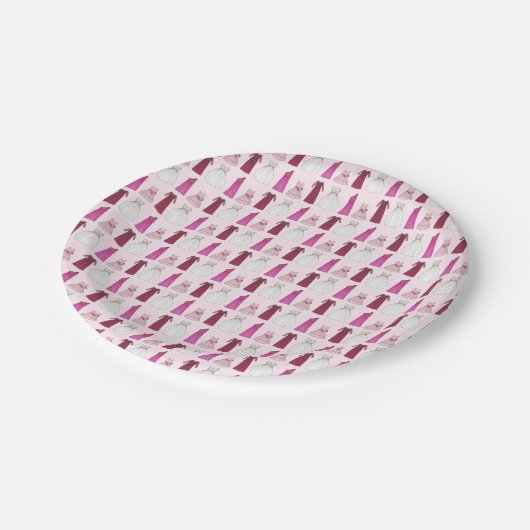 Team Bride Brautparty Junggeselinnen-Abschied Gown Pappteller (Schrägansicht)