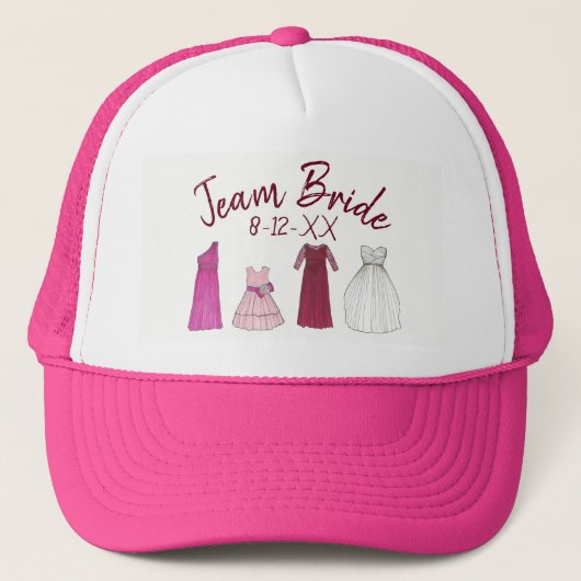 Team Bride Brautparty Junggeselinnen-Abschied Gown Truckerkappe (Vorderseite)