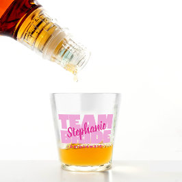 Team Bride Brautparty Name Bridesmaid Pink Gefalle Schnapsglas