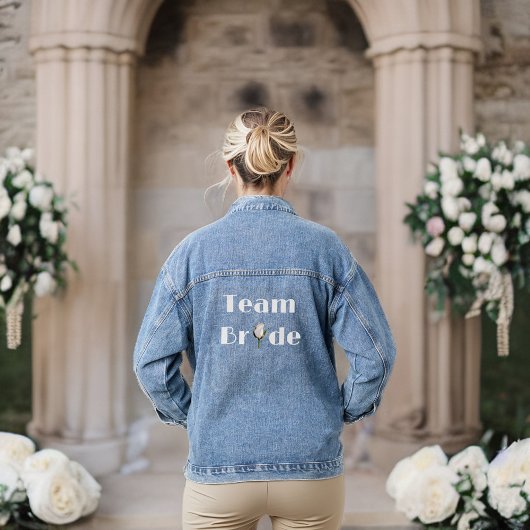 Team Bride - Brautparty White Glittery Look Rose Jeansjacke