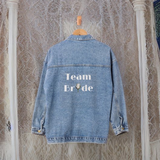 Team Bride - Brautparty White Glittery Look Rose Jeansjacke