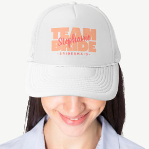 Team Bride Bridesmaid Wedding Party Retro Peach Truckerkappe