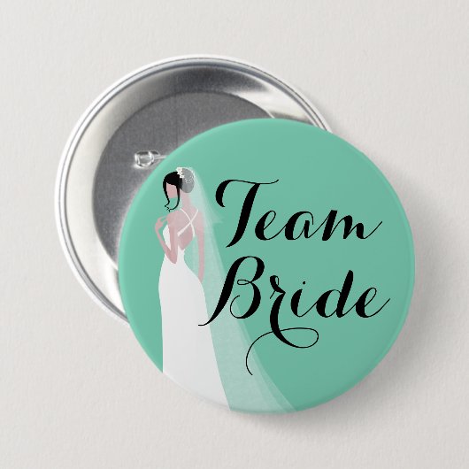 Team Bride Brünett Bride Button (Vorne & Hinten)