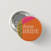 Team Bride Button, Button, Gold Glitzer, Bachelore Button (Vorne & Hinten)