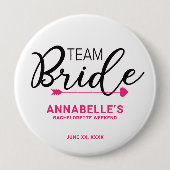 Team Bride Button. Kronen, Kupid-Arrow WEISS Button (Vorderseite)