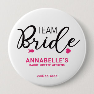 Team Bride Button. Kronen, Kupid-Arrow WEISS Button