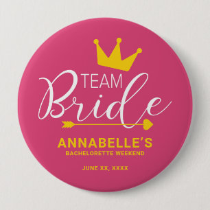 Team Bride Button. Kronen, Kupid-Pfeil-Taste. ROSA Button