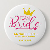 Team Bride Button. Kronen, Kupidreher, Herz Button (Vorderseite)