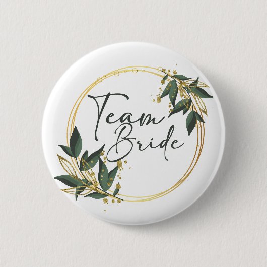 Team Bride Button mit goldener Inschrift (Vorderseite)