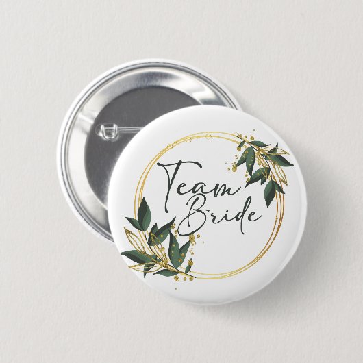 Team Bride Button mit goldener Inschrift (Vorne & Hinten)