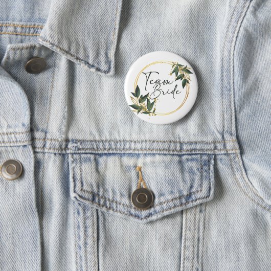 Team Bride Button mit goldener Inschrift (Beispiel)