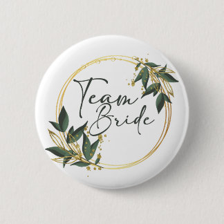 Team Bride Button mit goldener Inschrift
