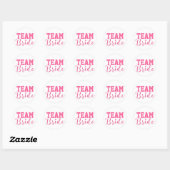 Team Bride Classy Pink Script Runder Aufkleber (Blatt)