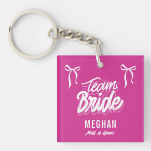 Team Bride Coquette Bow Bridesmaid Geschenk Schlüsselanhänger