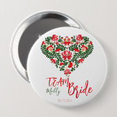 Team Bride Custom Script Ungarisch Matyo Folk Button (Vorne & Hinten)