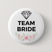 Team Bride Diamond and Flowers Button Pin (Vorderseite)