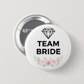 Team Bride Diamond and Flowers Button Pin (Vorne & Hinten)
