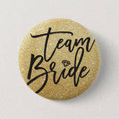 Team Bride Diamond Brautparty Chic Gold Glitzer Button (Vorderseite)