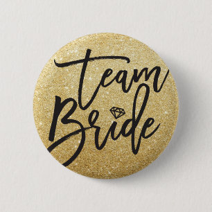 Team Bride Diamond Brautparty Chic Gold Glitzer Button