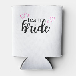 Team Bride Double Heart - schwarze Buchstaben Dosenkühler