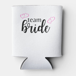 Team Bride Double Heart - schwarze Buchstaben Dosenkühler