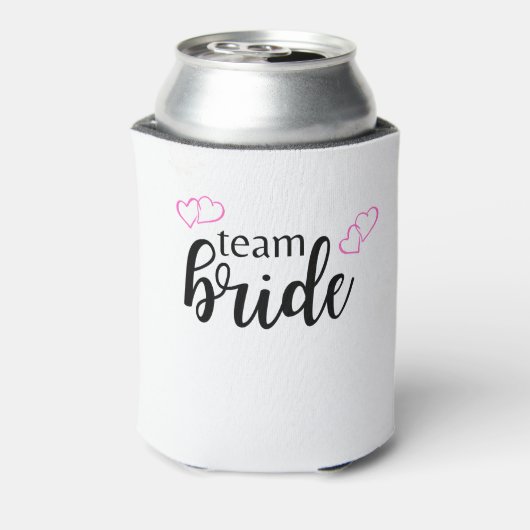 Team Bride Double Heart - schwarze Buchstaben Dosenkühler (Kanne Rückseite)