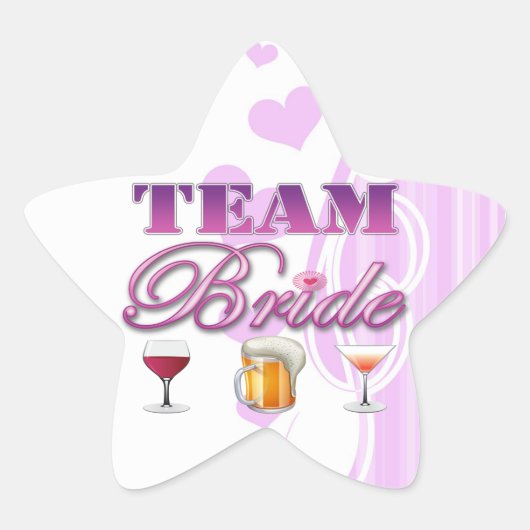 Team Bride Drinks Bridesmaids Wedding Brautparty Stern-Aufkleber (Vorderseite)
