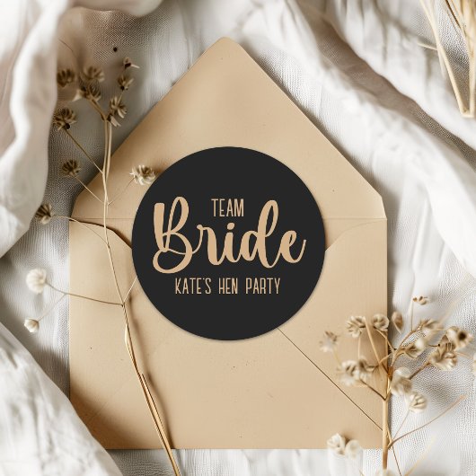 Team Bride Elegant Bachelorette Party Runder Aufkleber