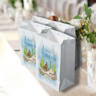 Team Bride Elegante Piano Violin taucht Blume blau Mittlere Geschenktüte