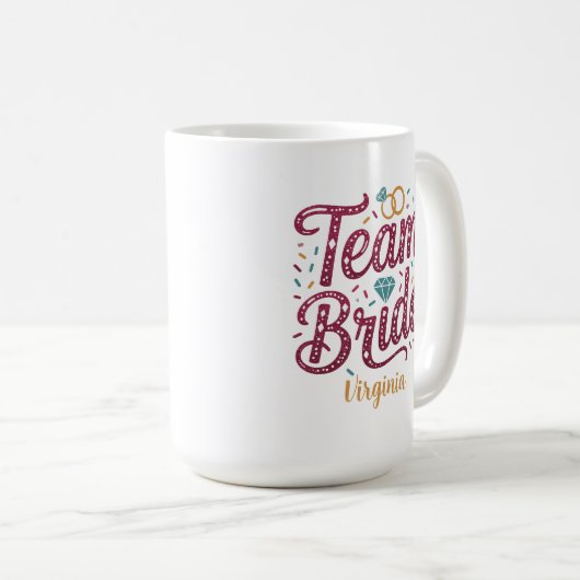 Team Bride Glitter Bridesmaid Favor Coffee Mug Kaffeetasse (VorderseiteRechts)