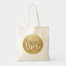 Team Bride Gold Bag Canvas Bridal Girls Gift