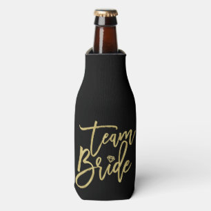 Team Bride Gold Brush Diamond Brautparty Cooler Flaschenkühler