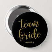 Team Bride Gold Glitzer Bridesmaid Bachelorette Button (Vorne & Hinten)