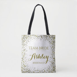 Team Bride Gold Glitzer Confetti Dots Tasche