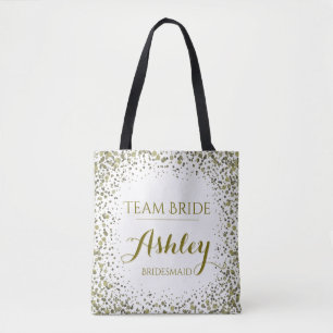 Team Bride Gold Glitzer Confetti Dots Tasche