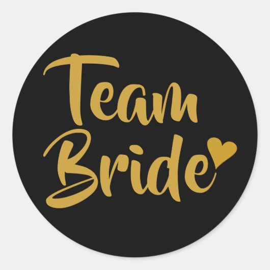 Team Bride Gold Heart Brautparty Runder Aufkleber (Vorderseite)