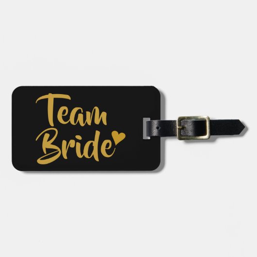 Team Bride Gold Heart Gepäckanhänger (Vorderseite horizontal)