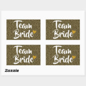 Team Bride Gold Heart Glitzer Rechteckiger Aufkleber (Blatt)