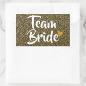 Team Bride Gold Heart Glitzer Rechteckiger Aufkleber (Tasche)