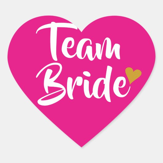 Team Bride Gold Heart Herz-Aufkleber (Vorderseite)