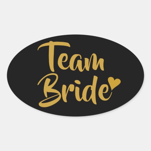 Team Bride Gold Heart Ovaler Aufkleber (Vorderseite)