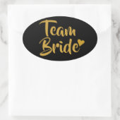 Team Bride Gold Heart Ovaler Aufkleber (Tasche)