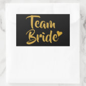 Team Bride Gold Heart Rechteckiger Aufkleber (Tasche)