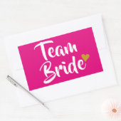 Team Bride Gold Herz Rechteckiger Aufkleber (Umschlag)