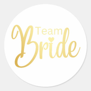 Team Bride Gold-Typografie Runder Aufkleber