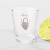 Team Bride Goth Heart Lock and Key Schnapsglas (Rückseite)