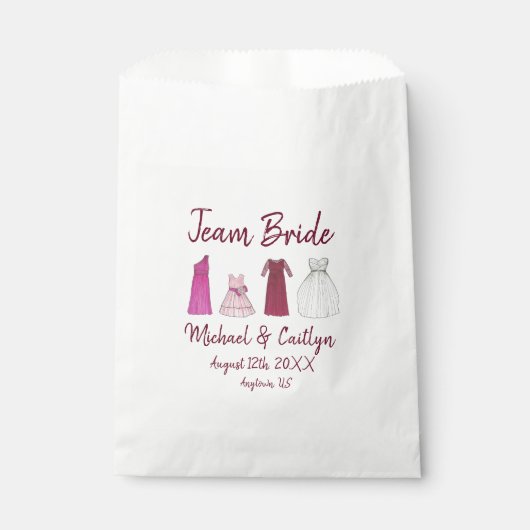 TEAM BRIDE Gown Wedding Brautparty Bachelorette Geschenktütchen (Vorderseite)