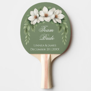 Team Bride Groom Magnolia Winter Wedding Pine Tree Tischtennis Schläger